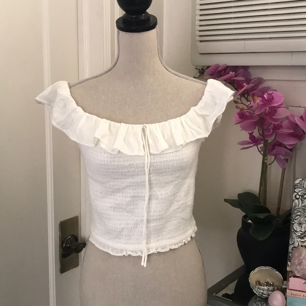 Zara summer stretch off the shoulder white top - Picture 1 of 6